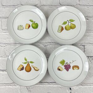 Crate & Barrel Nancy Green Fruit Fromage Appetizer Plates Set of 4